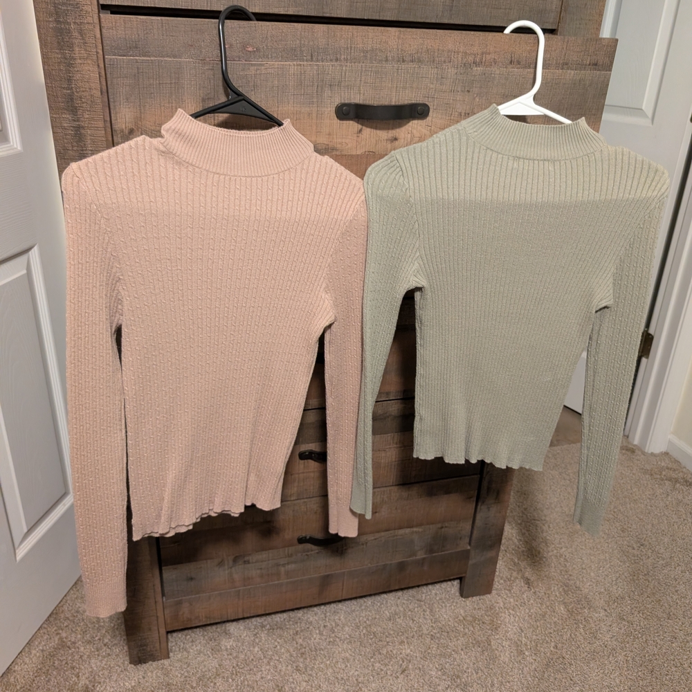Active USA Women's Cowl & Turtlenecks in Beige and Sage